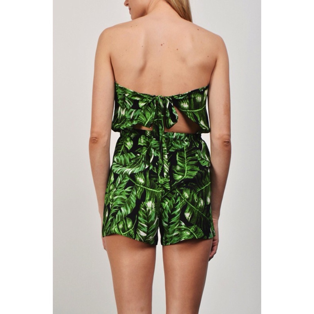 Palm Leaf Romper-GREEN - Picture 3 of 3